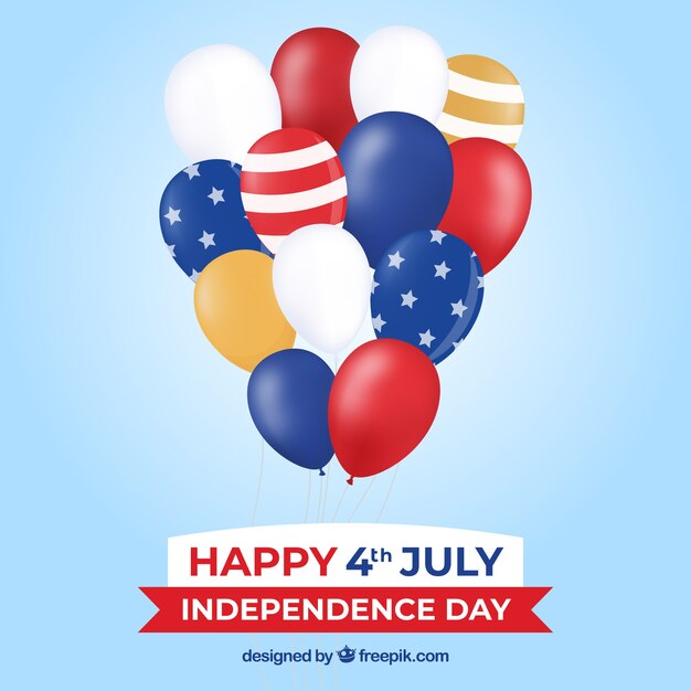 Free vector usa independence day's composition with 2d balloons