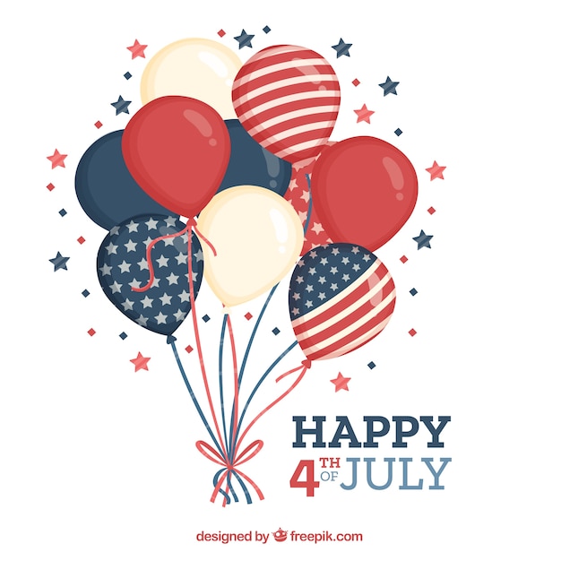 Free vector usa independence day's composition with 2d balloons