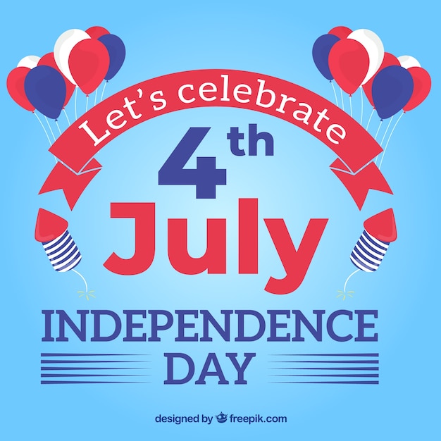 Free vector usa independence day's composition with nice lettering