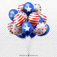 Vettore gratuito palloncini realistici del giorno dell'indipendenza degli stati uniti
