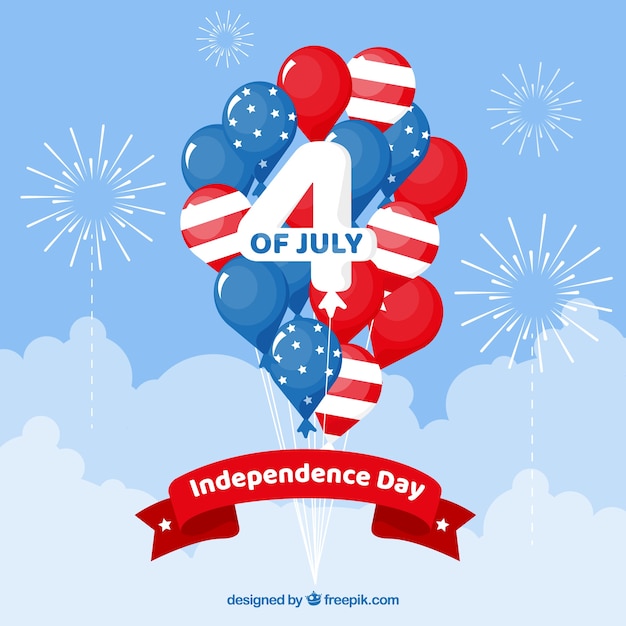 Бесплатное векторное изображение День независимости сша с плоскими воздушными шарами