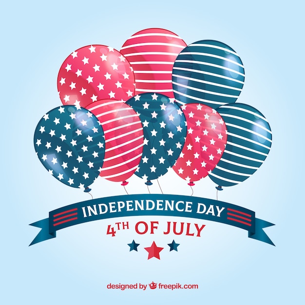 Бесплатное векторное изображение День независимости сша с плоскими воздушными шарами