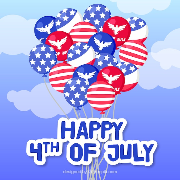 Free vector usa independence day with flat balloons