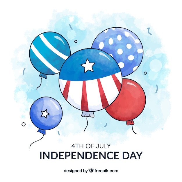 Free vector usa independence day with watercolor balloons