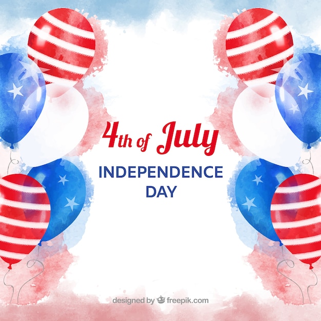 Usa independence day with watercolor balloons