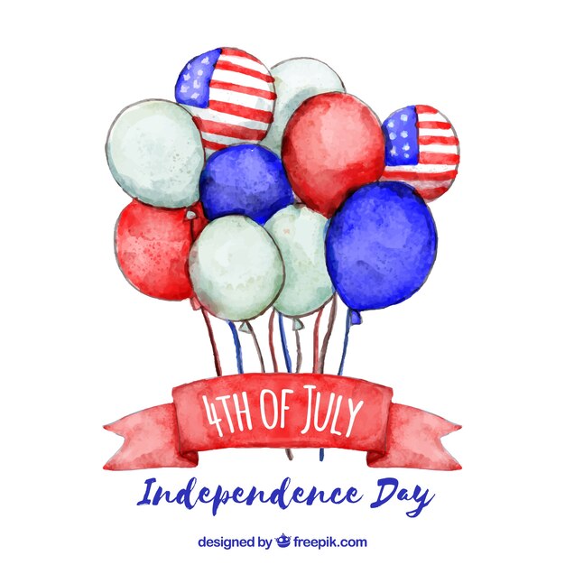 Usa independence day with watercolor balloons