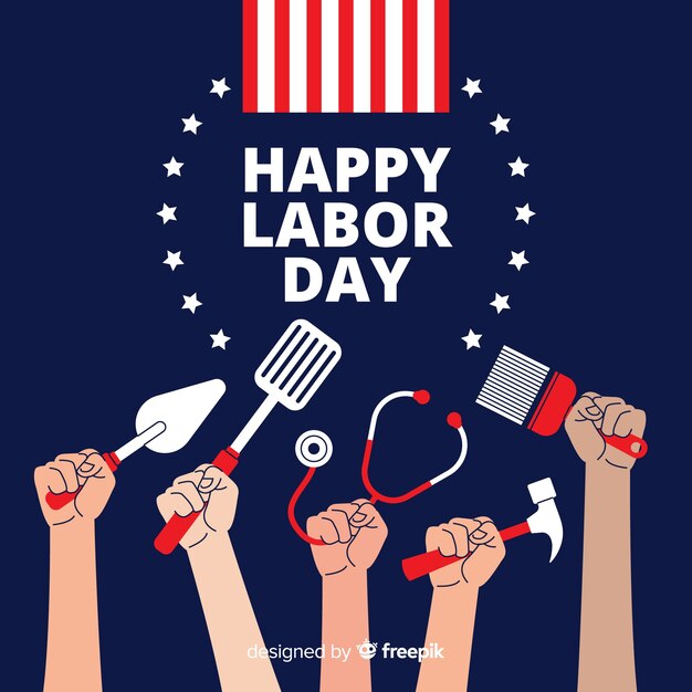 Usa labor day background in flat style