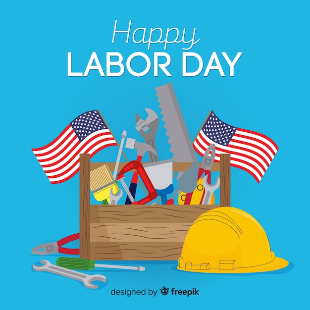 Usa labor day background in flat style