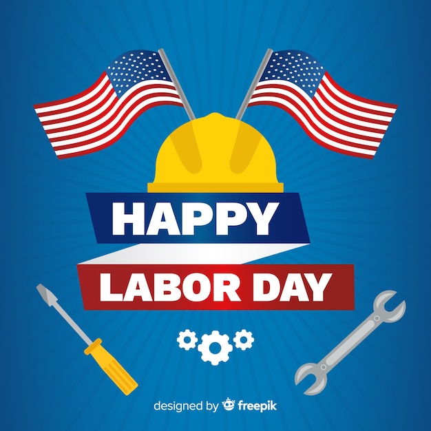 Usa labor day background in flat style