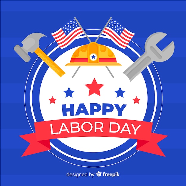 Usa labor day background in flat style