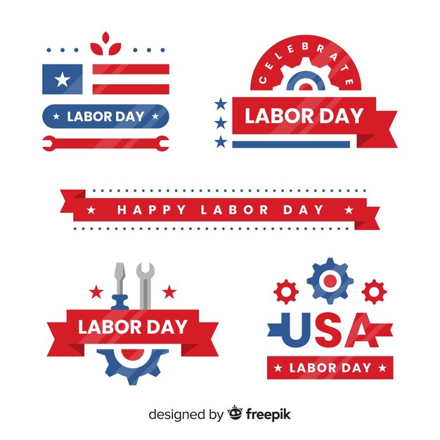 Usa labor day badge collection in flat style