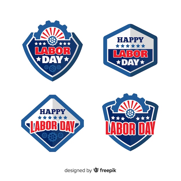 Free vector usa labor day badge collection in flat style