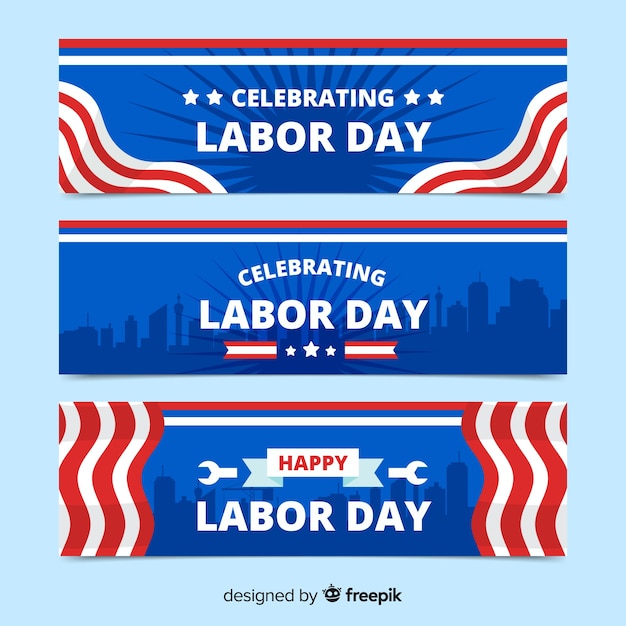 Usa labor day banners in flat style