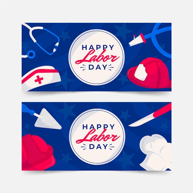 Free vector usa labor day banners set