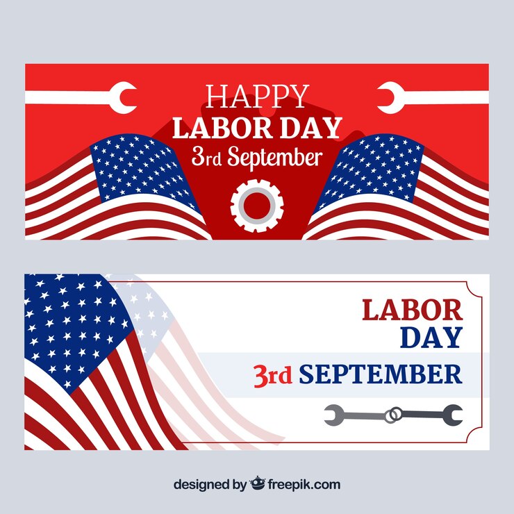 Free Vector usa labor day banners with flat design