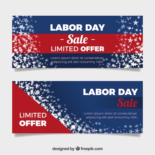 Free vector usa labor day banners with flat design