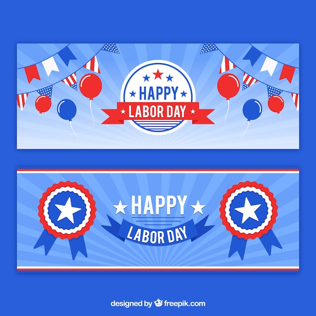 Usa labor day banners with flat design