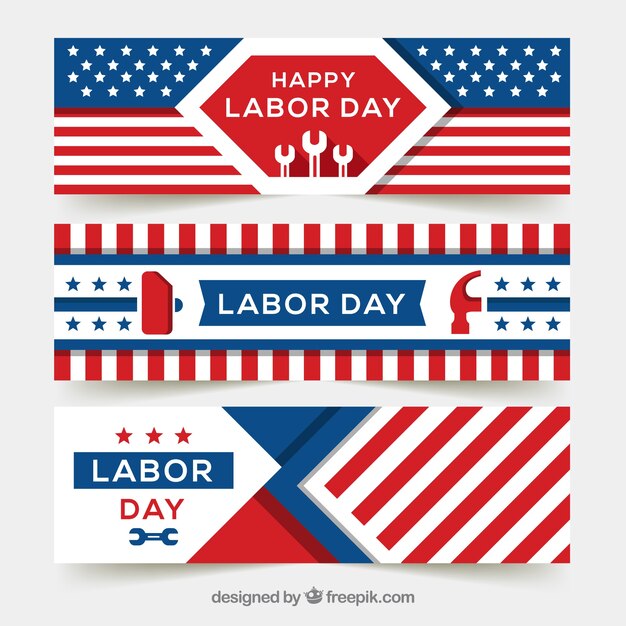 usa labor day banners with flat design