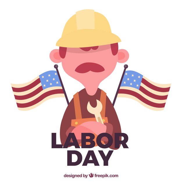 Usa labor day composition with flat design