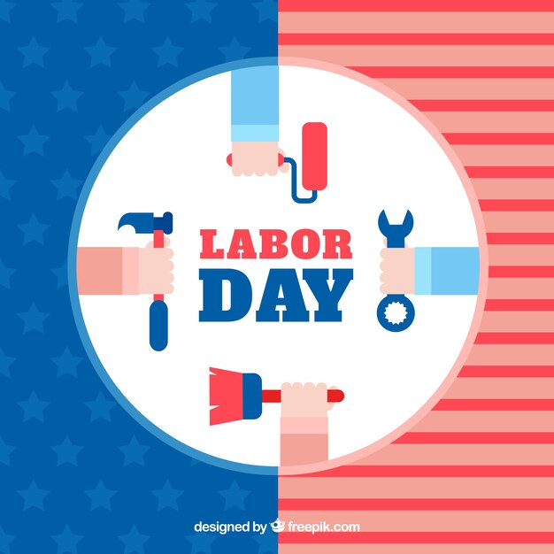 Usa labor day composition with flat design