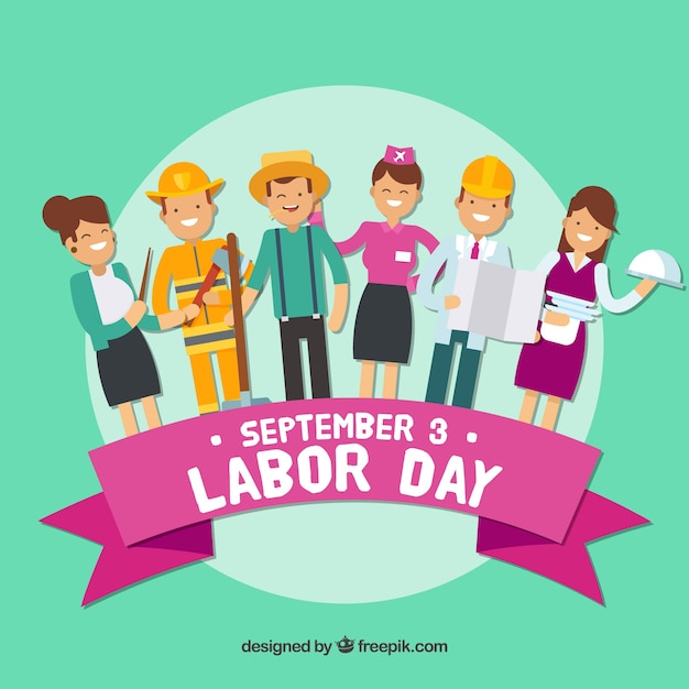 Usa labor day composition with flat design