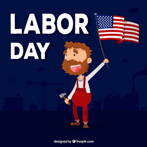 Usa labor day concept with happy worker