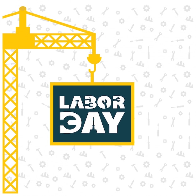 Usa labor day design with yellow crane