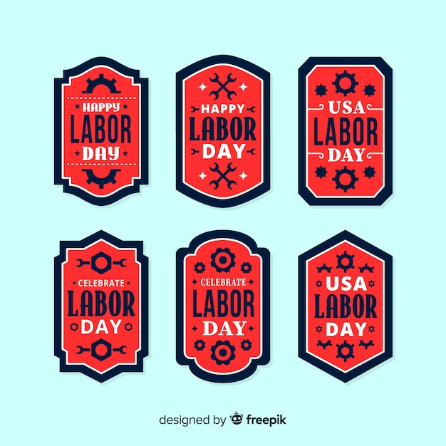 Free vector usa labor day labels in flat style