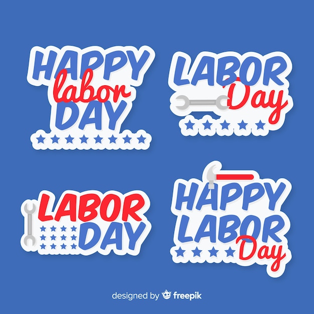 Free vector usa labor day labels in flat style