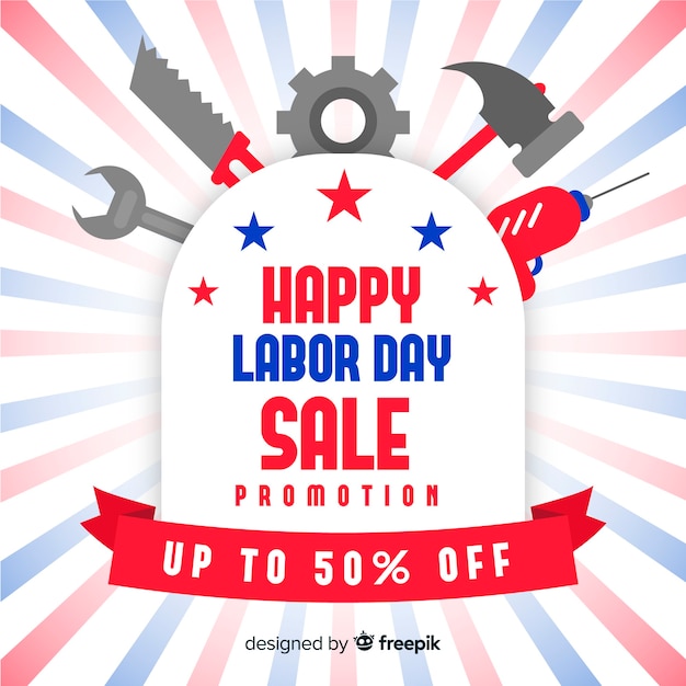 Usa labor day sales background in flat style