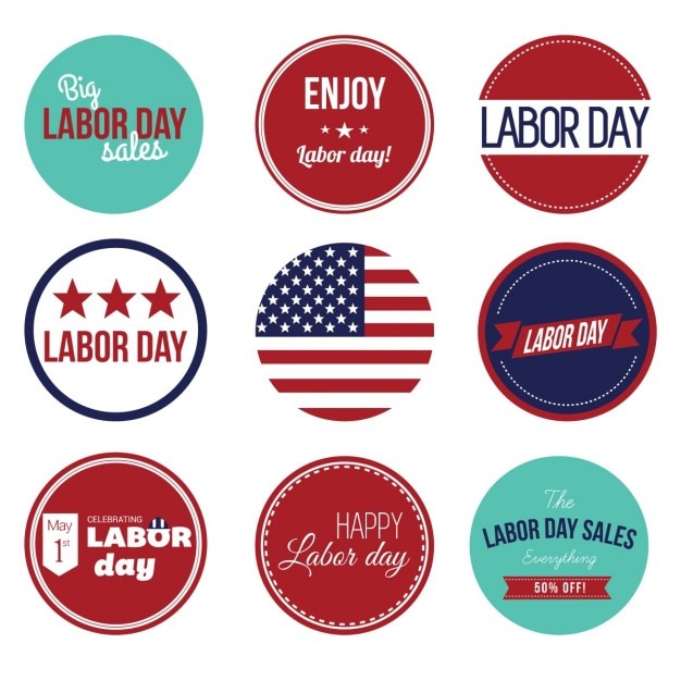 Usa labor day vintage label set