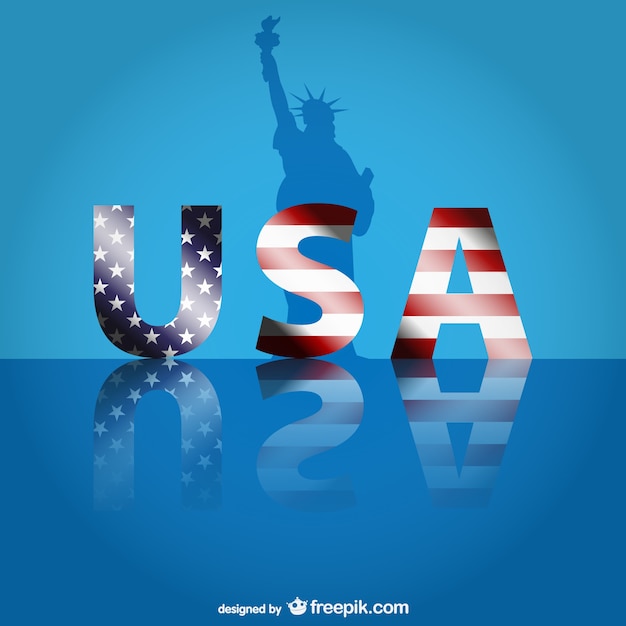 Free vector usa lettering and the statue of liberty silhouette