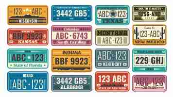 Free vector usa license plate set