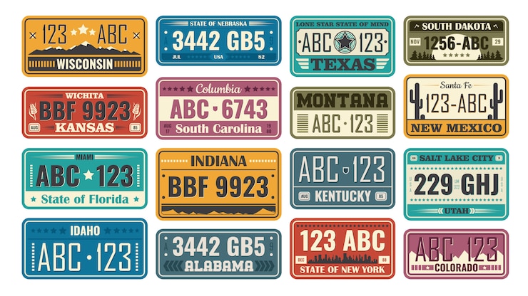 Free Vector usa license plate set