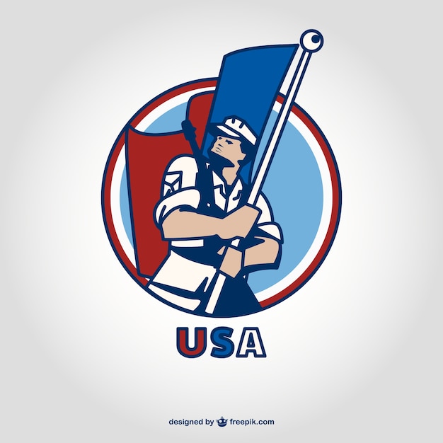 Free vector usa marine with flag logo