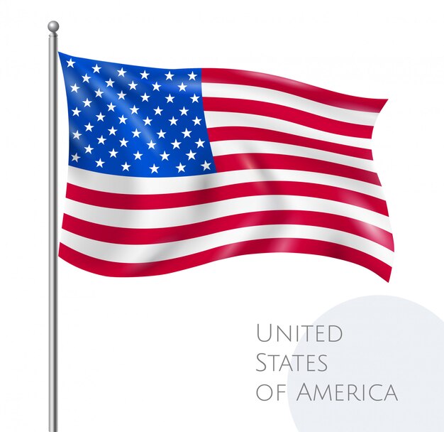 Реальный национальный флаг США со звездами и полосами