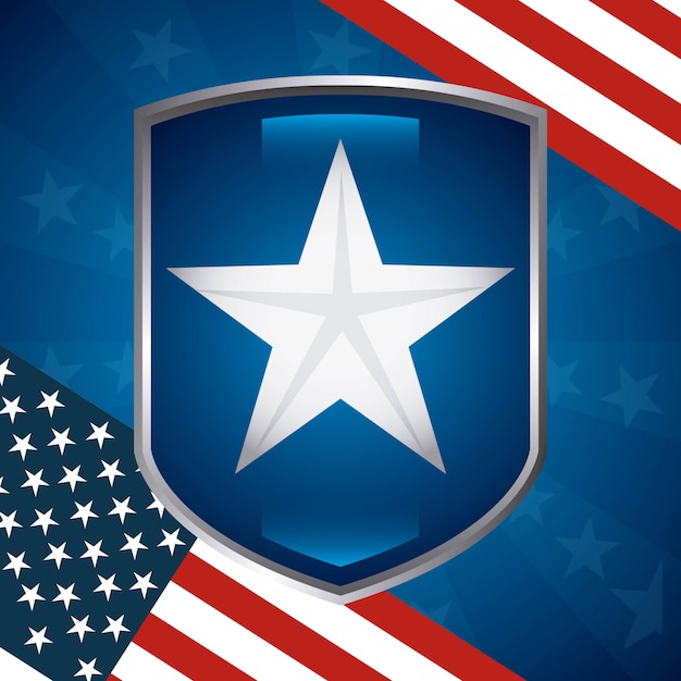 usa star in shield with american flag design 