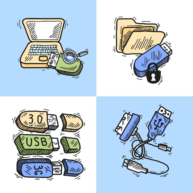 Free vector usb design icons concept