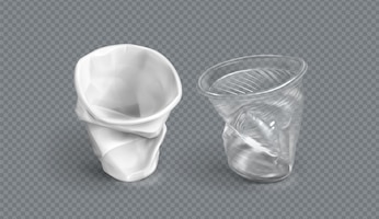 使用済みプラスチックカップ、使い捨てグラス