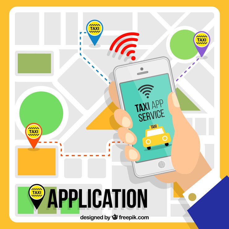 Free Vector useful application for taxi services