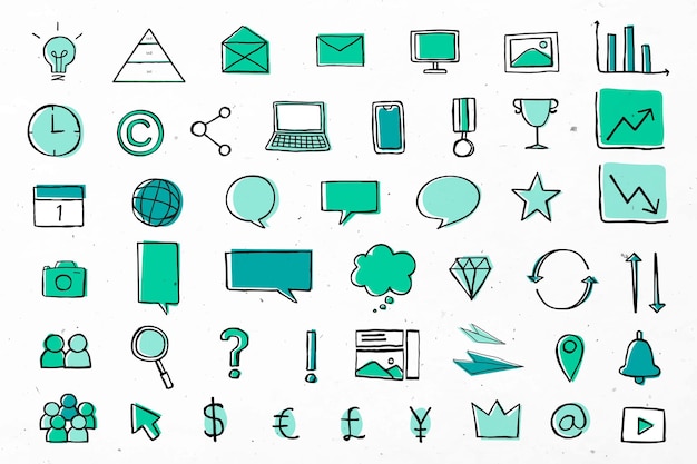 Useful business icons  for marketing green collection