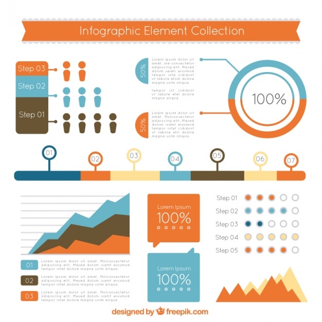 無料ベクター フラットなデザインで有用なインフォグラフィック要素