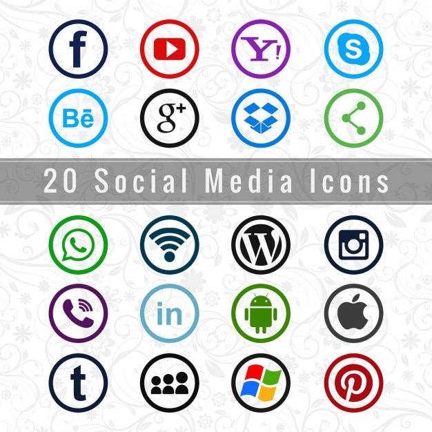 Бесплатное векторное изображение Социальные медиа набор иконок