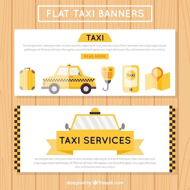 Useful taxi banners, flat style