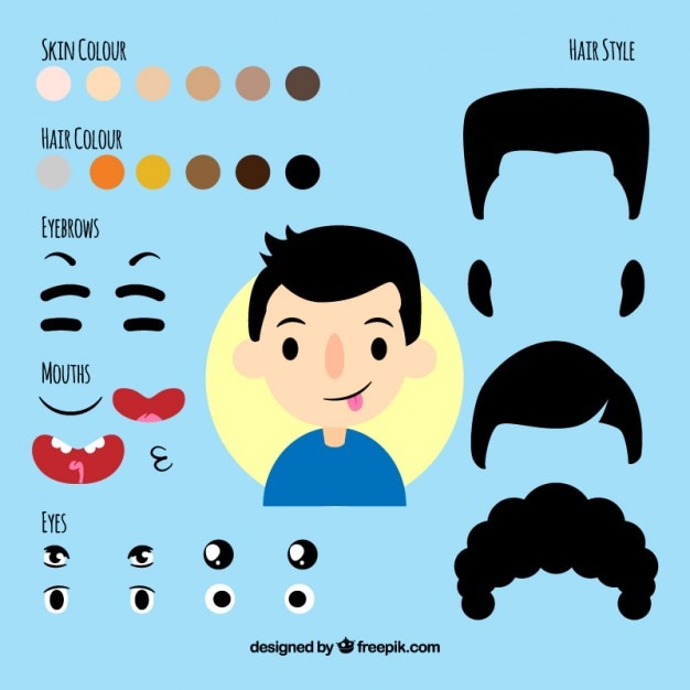 Free vector user avatar with complements kit