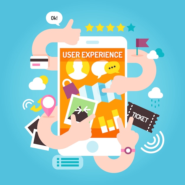 Vettore gratuito user experience design con le mani