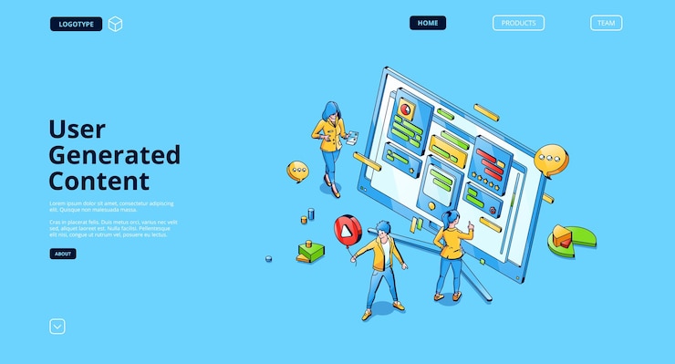 Free Vector user generated content isometric landing page