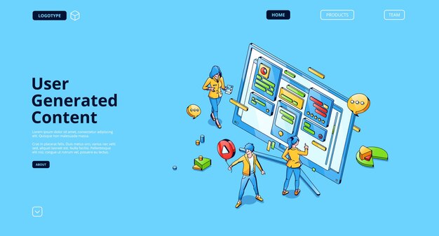 User generated content isometric landing page