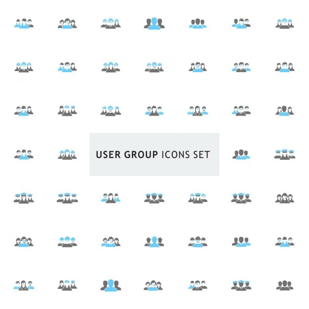 Черный и синий Группа пользователя набор иконок