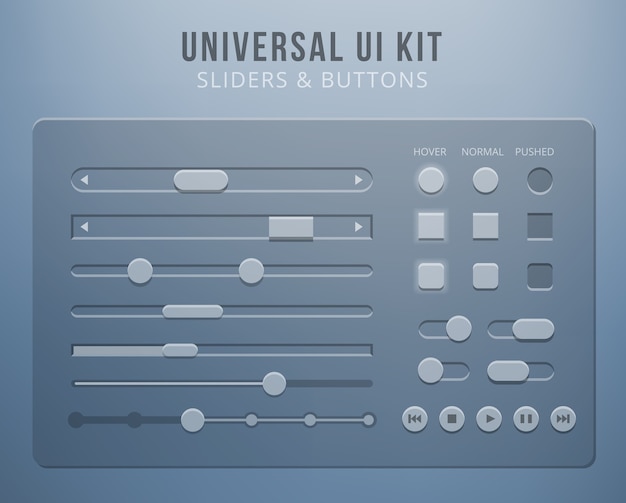 Free vector user interface elements with transparency. button control, mobile sliders